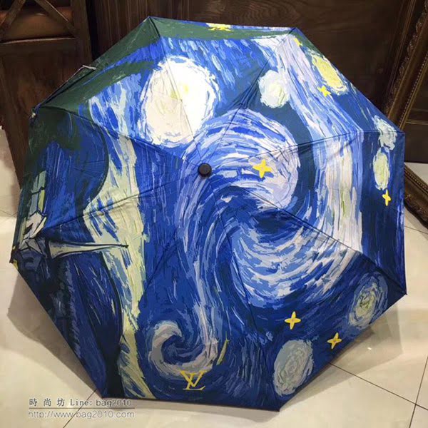 LV路易威登傘 專櫃夏季新款 全自動折疊晴雨傘 梵高經典油畫 防曬隔熱 防紫外線  zm1030